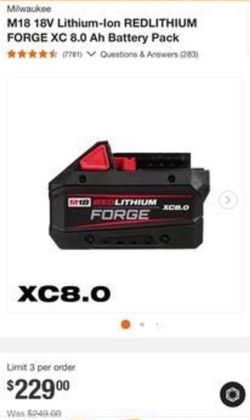 Milwaukee M18 Forge 8ah Battery- BRAND NEW