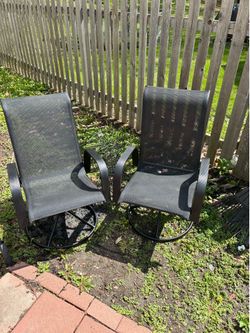 Black metal outdoor 360 degree patio swivel chairs