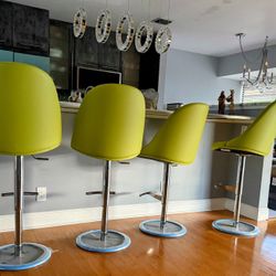 Imported Italian Leather High Bar Stools (4) 