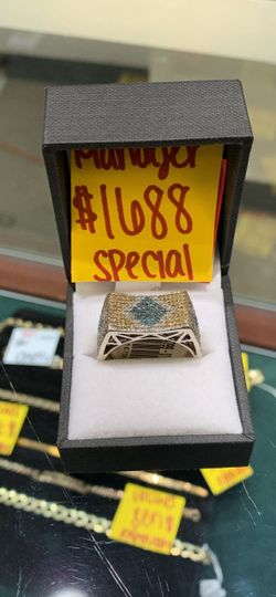 14k Mens White Gold Diamond Ring