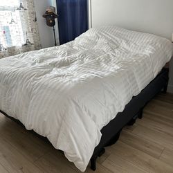 Queen size mattress, box spring and metal frame