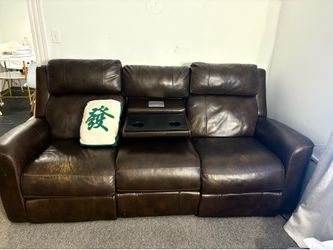 Brown Leather Reclining sofa