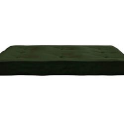 6 Inch Futon Mattress with Tufted Cover and Recycled Polyester Fill, Full, Army Green 
