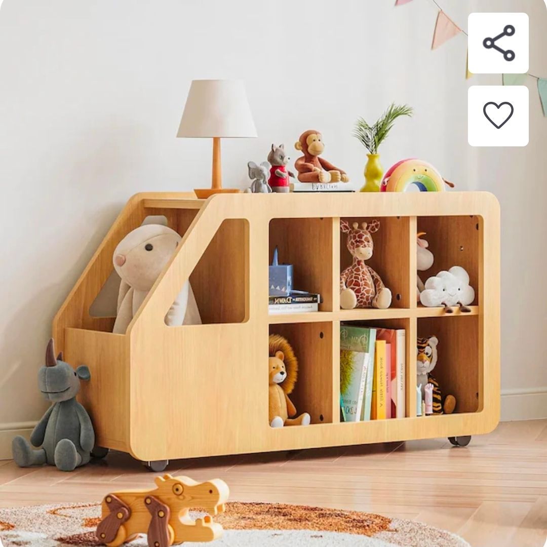 New 14.2-in W Natural Toy Storage Organizer with Wheels and Open Shelf
