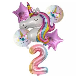 Unicorn cute 6pcs foil balloons New.
