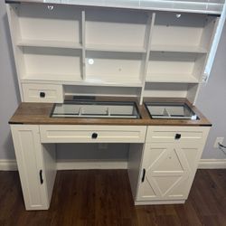 Vanity Desk White Modern with  4 Storage Drawers,usb charger, glass on top very elegant , BRAND NEW , Dimensions W 47" x H 53,5 , D 16”already assembl