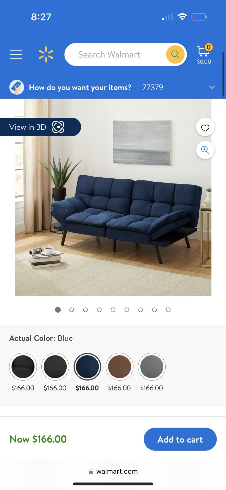 Mainstays Memory Foam Futon, Blue Faux Suede for Sale in Spring, TX