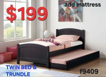 TWIN BED PLUS TRUNDLE SPECIALS DEALS FINANCING AVAILABLE ADD MATTRESS EASY CREDIT APPROVAL NO HONEY DOWN