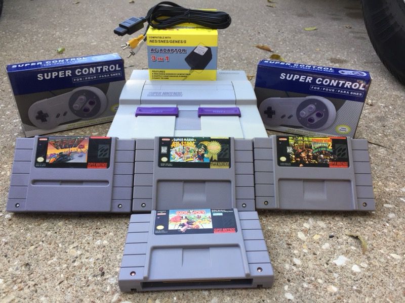 Super Nintendo System + Mario & Donkey Kong Games Bundle For Sale