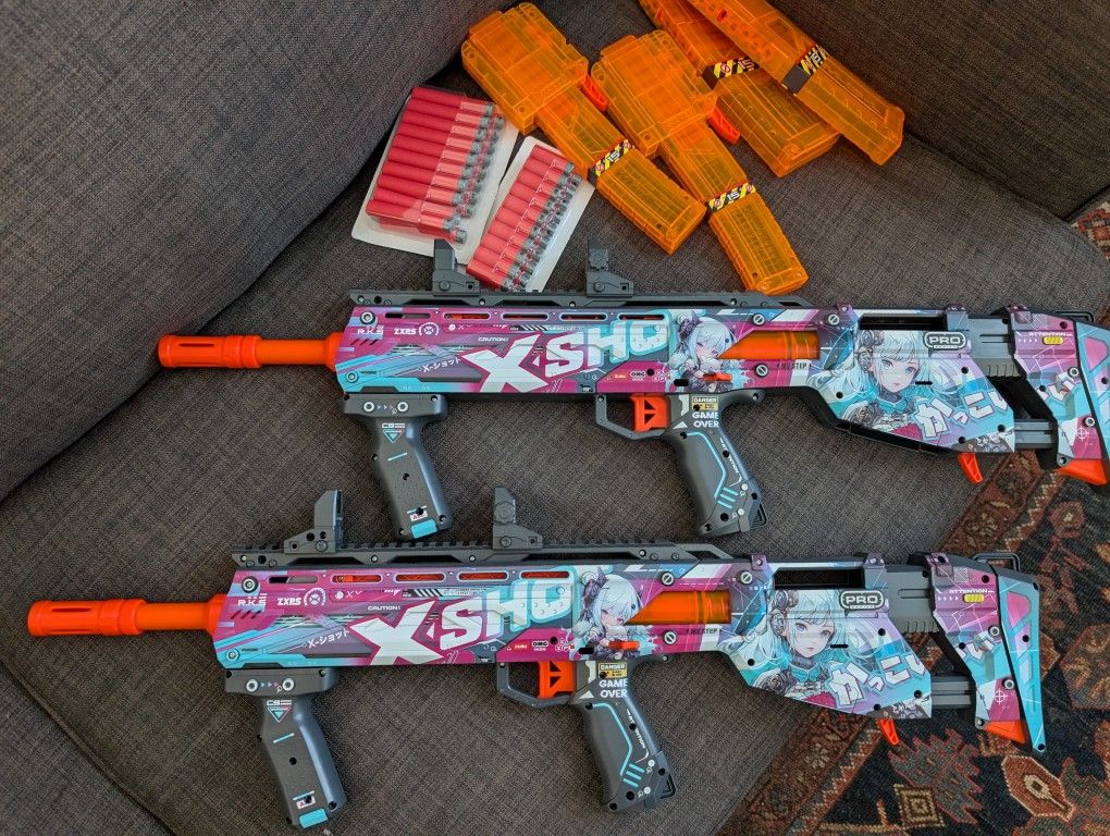 Two X-Shot Long Shot Nerf blasters