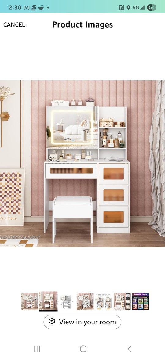 Makeup Vanity Desk With Sliding Mirror