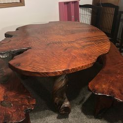 Beautiful California Redwood Live Edge Table For Sale