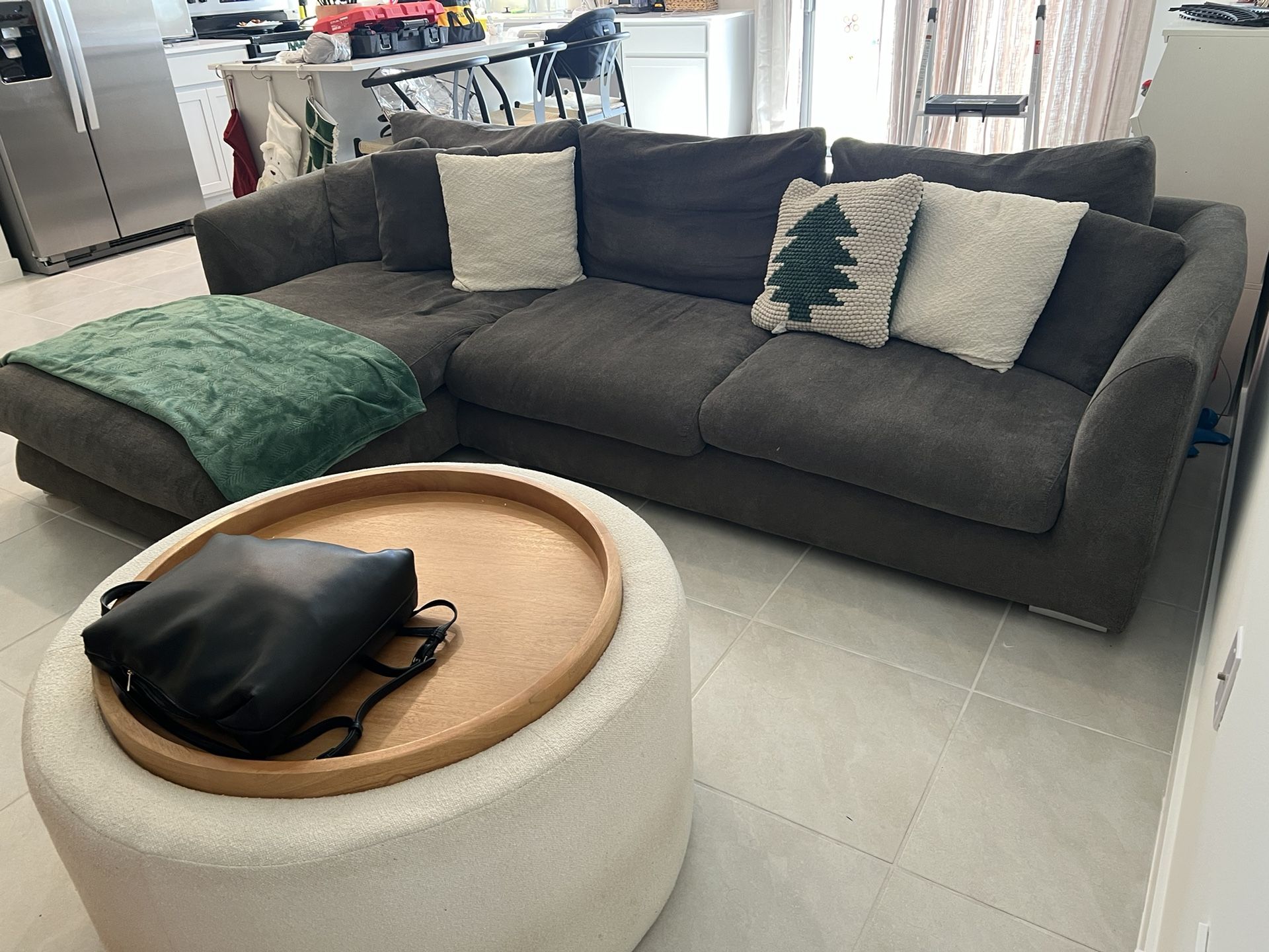 Gray Fabric Sectional Sofa