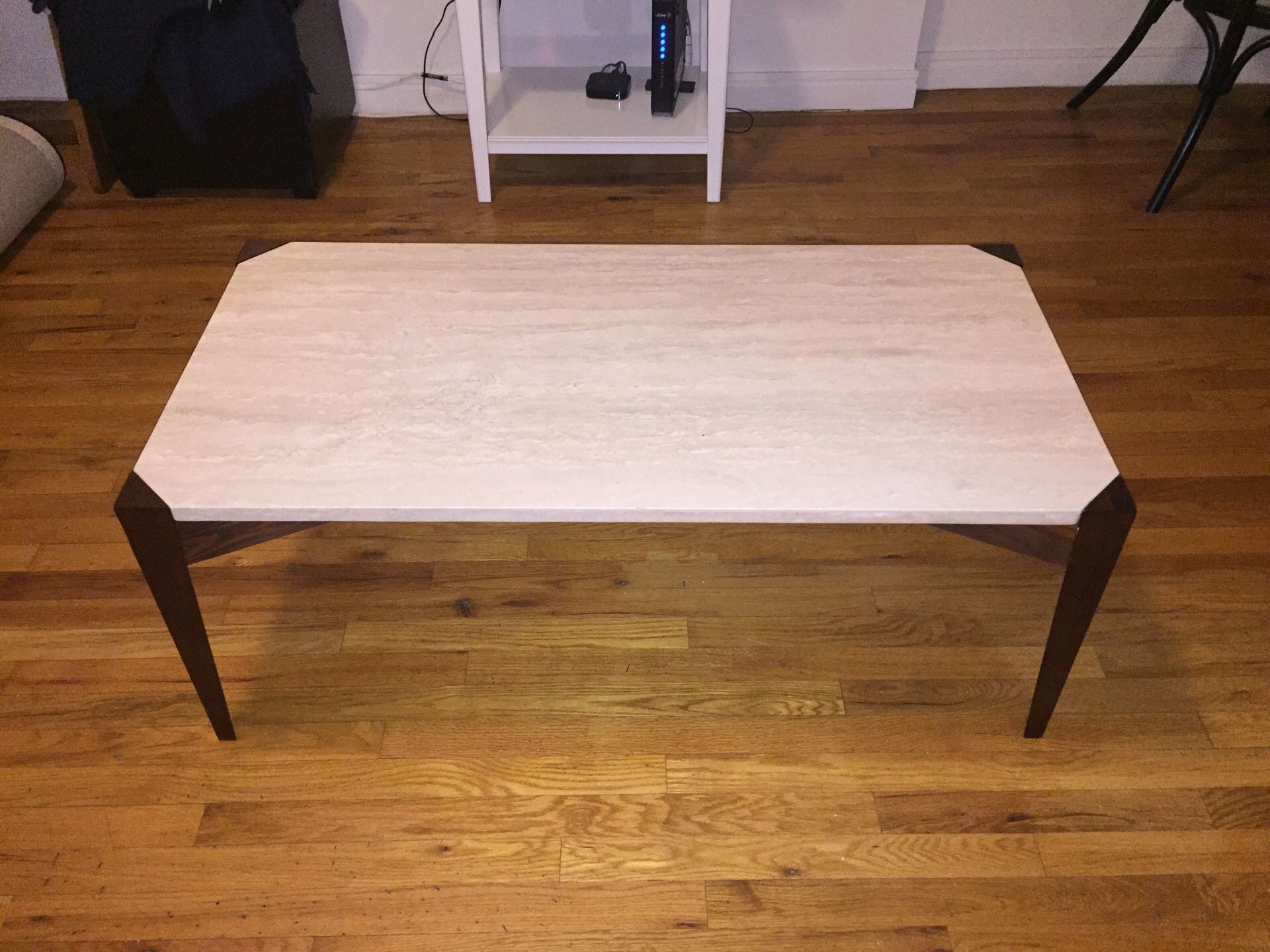 West Elm Coffee Table with Travertine