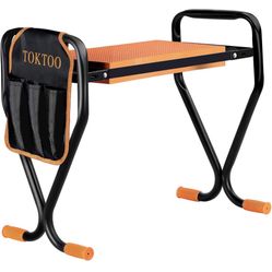 Garden Kneeler and Seat, Foldable Garden Stool with 3 Tool Pouches and Soft Kneeling Pads, Lightweight and Sturdy Outdoor Gardening Tools for Garden W