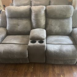 Reclining Sofa And Reclining Love Seat With Cup holders And Storage 