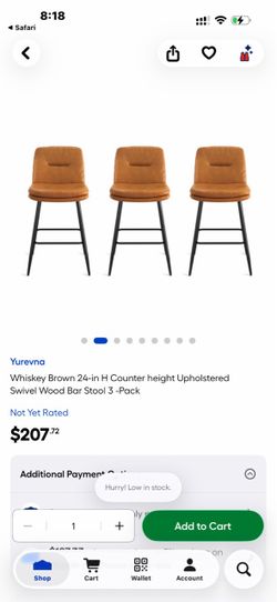NEW Yurevna Whiskey Brown Swivel Counter Stools – Set of 3