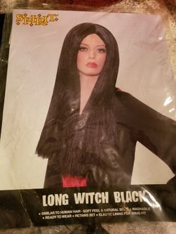 Long black witch wig