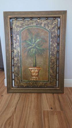 Large Oversized Framed Palm Tree wall Art-Tuscan/Tropical  Decor