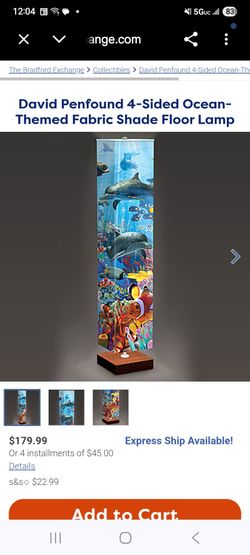 David Penfound 4-Sided Ocean-Themed Fabric Shade Floor Lamp