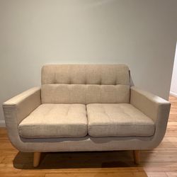 Mid Century Modern Love Seat Sofa Chair Beige BRAND NEW