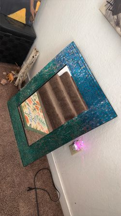 Renwil Catarina Tropical Sea Blue Mosaic Wall Mirror