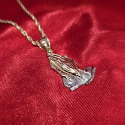10k Gold Roop Chain & Pray Hand Pendant 