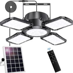 Solar Shed Light with Motion Sensor, 176 LED Solar Pendant Light with Remote & 5 Lighting Modes for Indoor/Outdoor Use (1 pack)