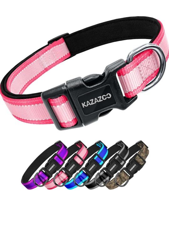 Dog Collar for Large, Medium & Small Dogs - No Pull, Heavy Duty, Reflective Dog Collar with Extra Soft Padding, Adjustable Nylon Leash