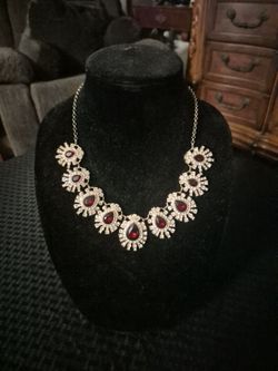 Red and white rhinestone, necklace.