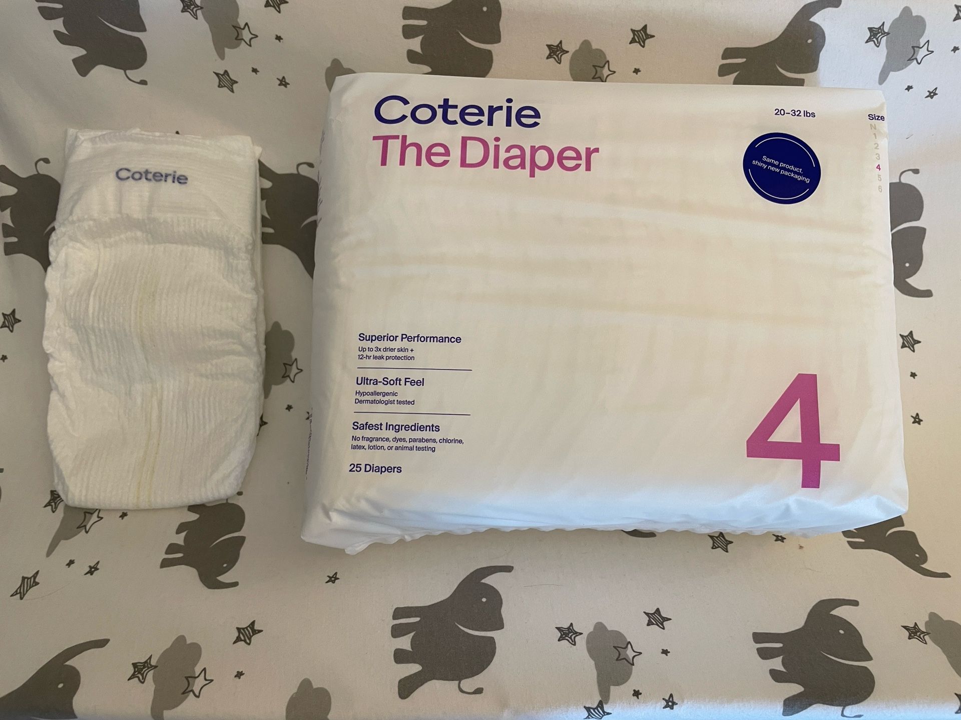 Coterie Size 4 Diapers Brand New In A Sealed Box