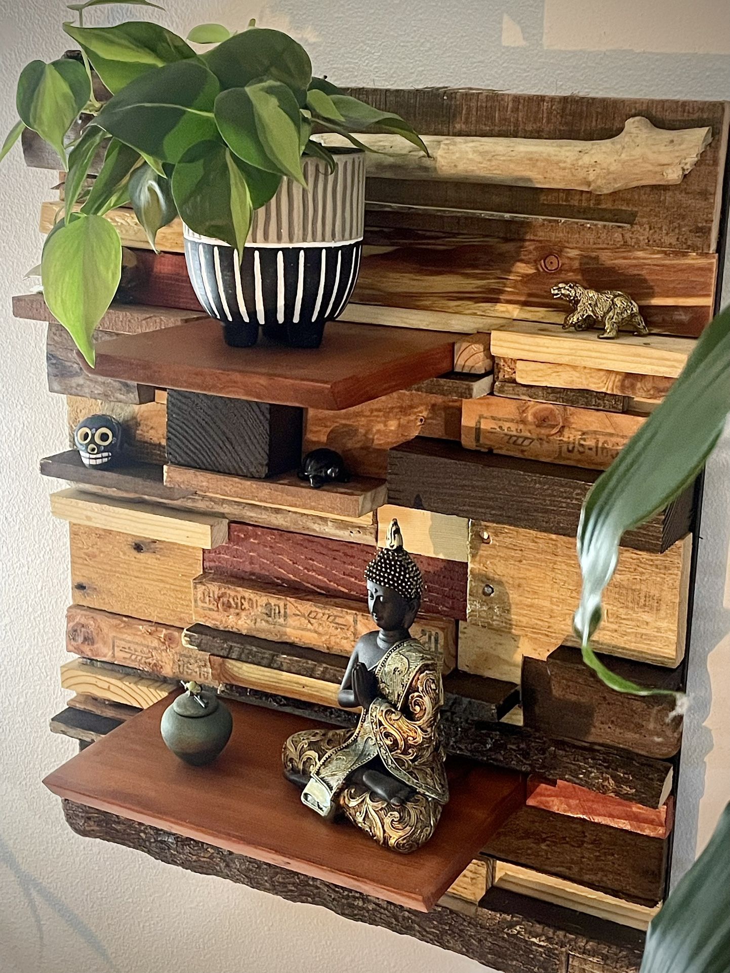 Original Wood Wall Art with Shelves 20” x 24”