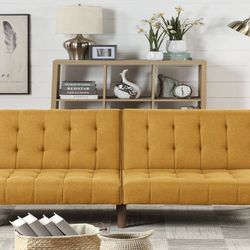 Brand New Mustard Yellow Futon Sofa Sleeper 