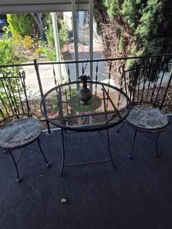 Vintage Black Wrought Iron Patio Set