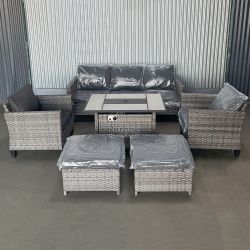 7-Seater Outdoor Patio Furniture With Fire Pit