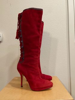 Joan and David the Hanover boots red leather size 8