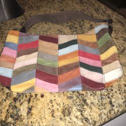 Lucky Brand Multi Colored Suede Hobo Bag 