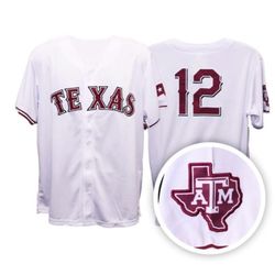NIB Texas Rangers TEXAS A&M Ags theme night adult jersey 5/16/25 size 3XL