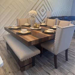 Table With Bench And 4 Chairs 