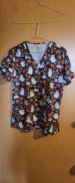 Halloween scrub top