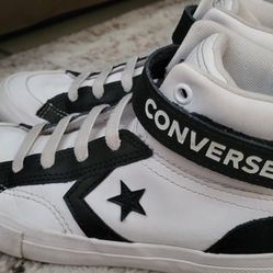 Boys  Black & White Leather Converse Size 2