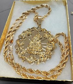 14k gold plated rope chain and panda