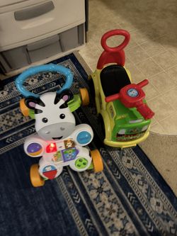 TODDLER TOD, Ride-on Car & Fisher-Price Zebra Walker (READ FULL DESCRIPTION
