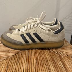 Adidas Cream and Black Classic Sneakers Size 6.5