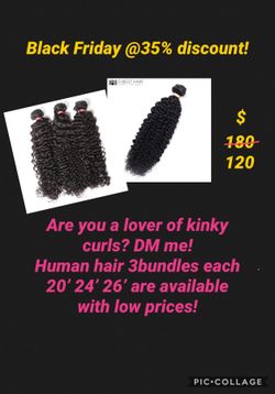 20’ 24’ 26’ Kinky Curls Human Hair Bundles