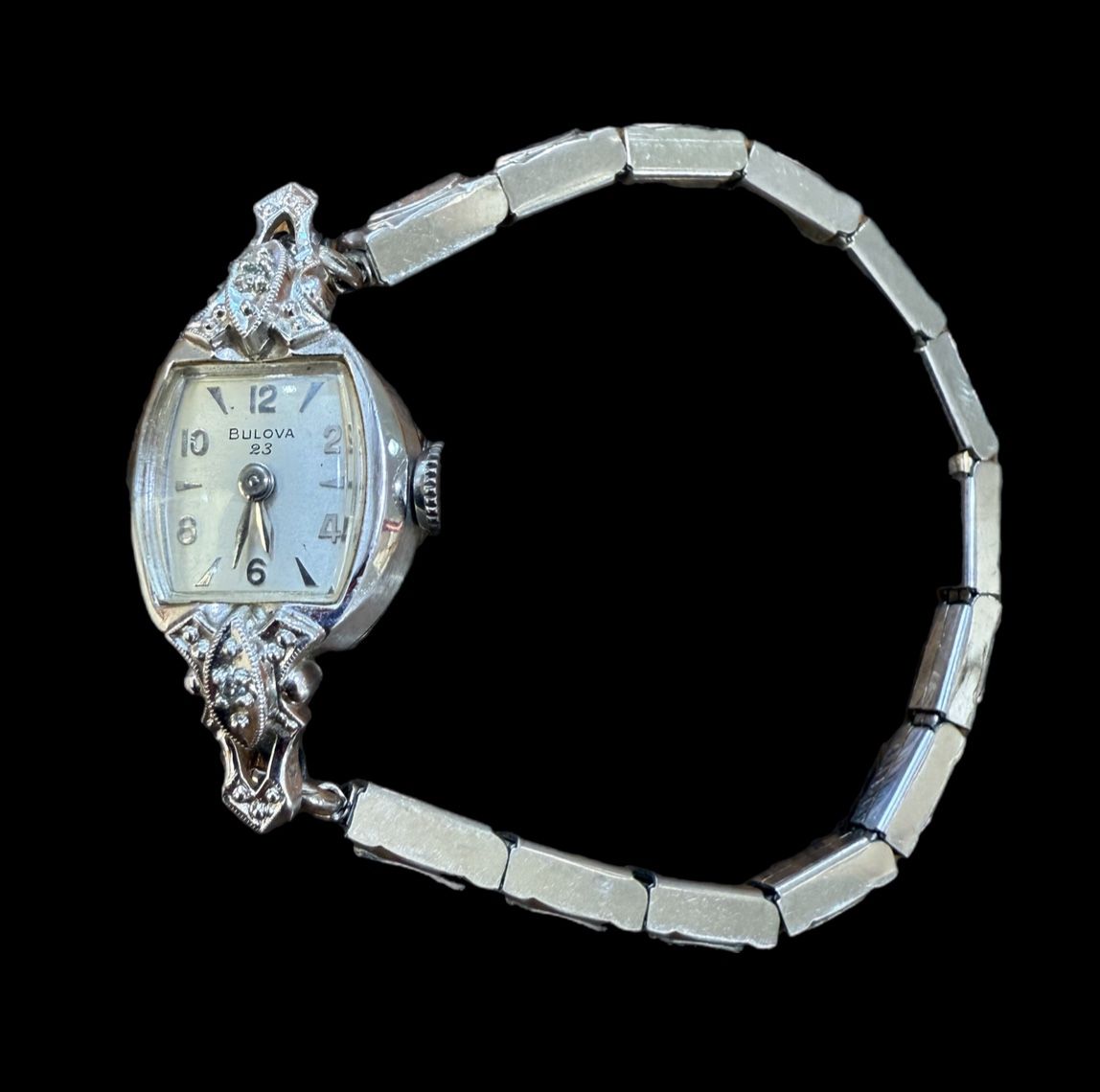 Bulova Diamond Hand-Wind Ladies Watch Antique Vintage Elegant 10k Rolled Gold 