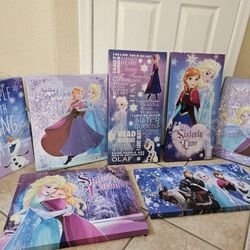 Lot Of 7 Disney Frozen Elsa & Anna Wall Pictures 