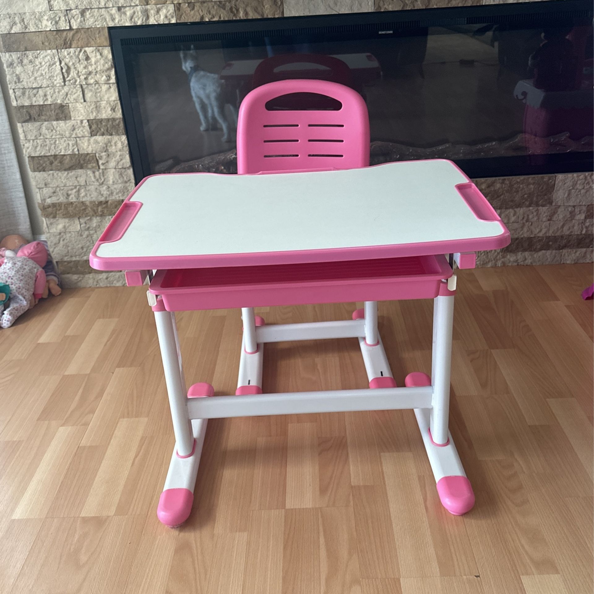 POTBY Kids Desk and Chair Set, Height Adjustable Children Study