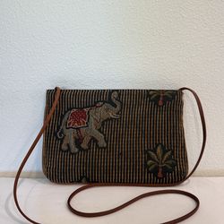 Vintage Leyland & Taylor Elephant Embroidered Woven Shoulder Bag