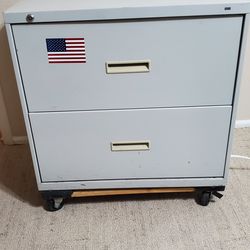 Gray metal lateral file cabinet